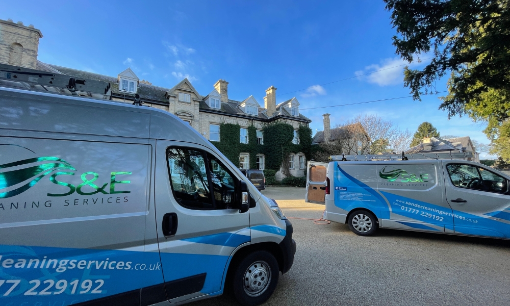 S&E Cleaning Vans Outside Stately Home